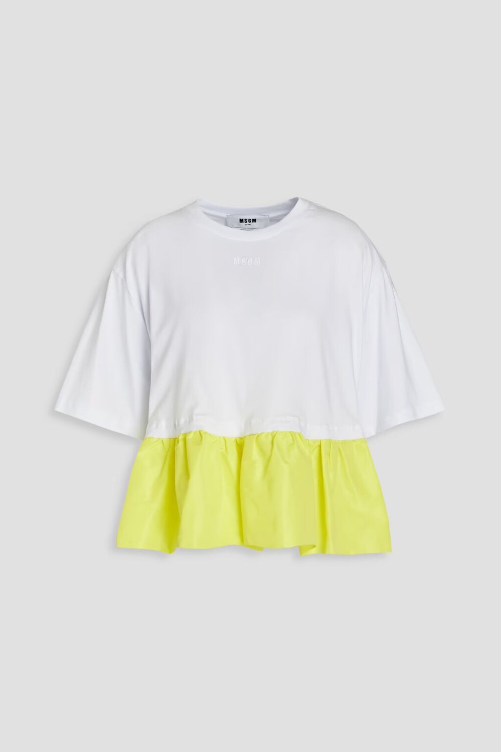 

Футболка с баской из хлопкового джерси с тафтовыми вставками Msgm, белый