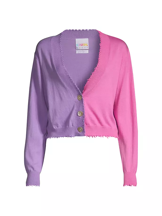 Двухцветный укороченный кардиган Pop Jewel Crush Cashmere, фиолетовый