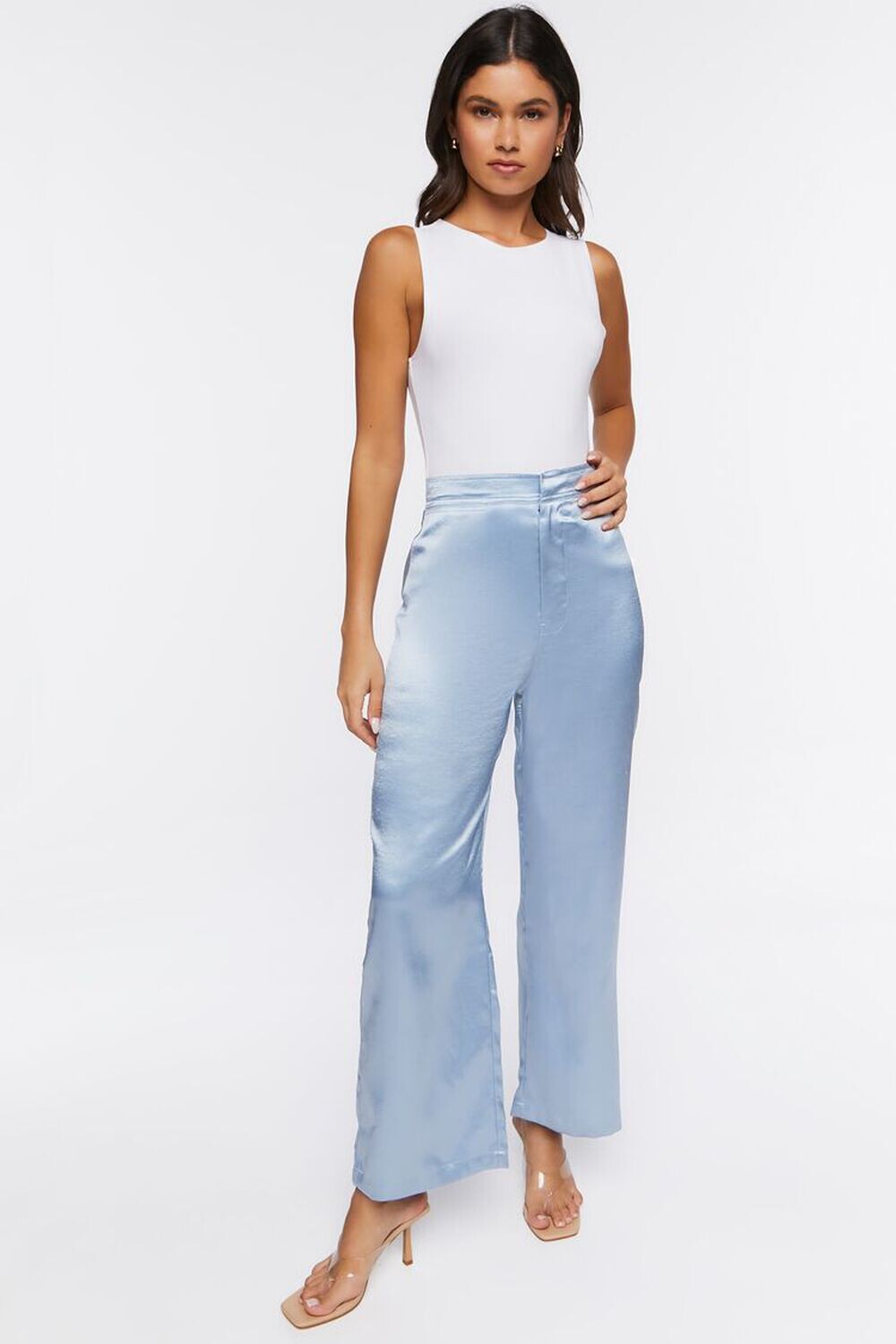 

Атласные широкие брюки Forever 21, синий