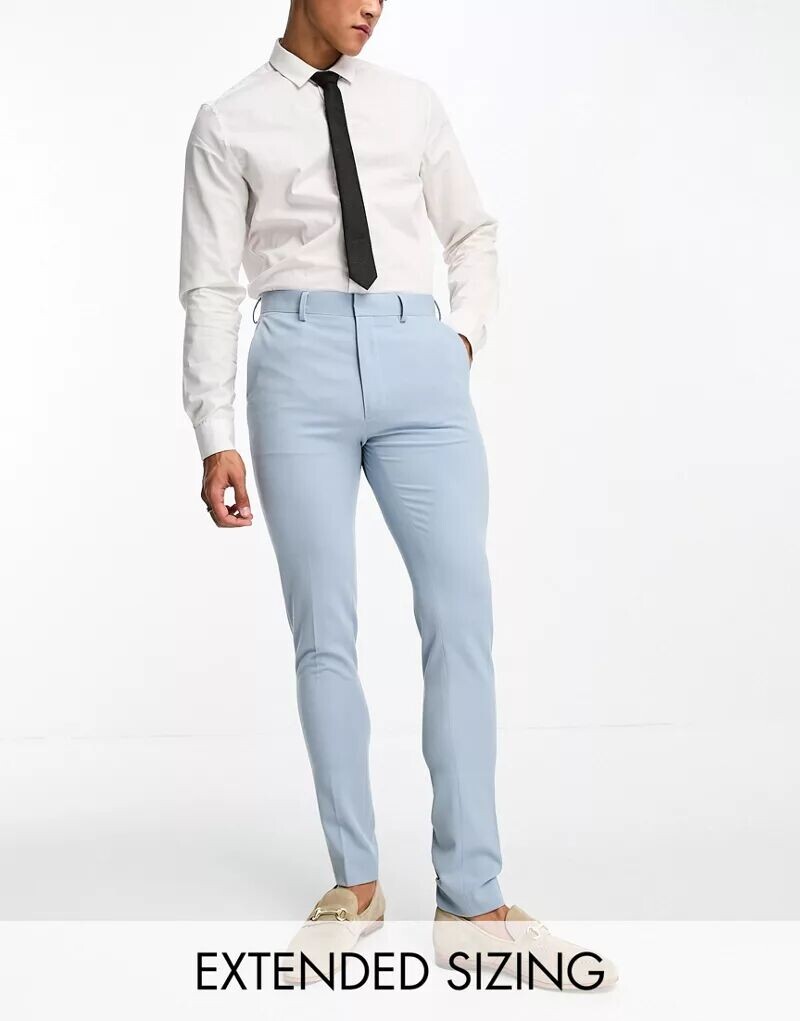 

Бледно-голубые костюмные брюки сверхтонкого кроя ASOS Wedding