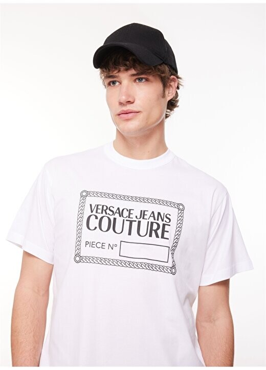 

Белая мужская футболка с круглым вырезом 75GAHT09CJ00T003 Versace Jeans Couture, белый