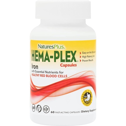 Naturesplus Hema-Plex Железо быстродействующие капсулы 60 шт. 85 мг, Nature'S Plus железо naturesplus hema plex 10 таблеток