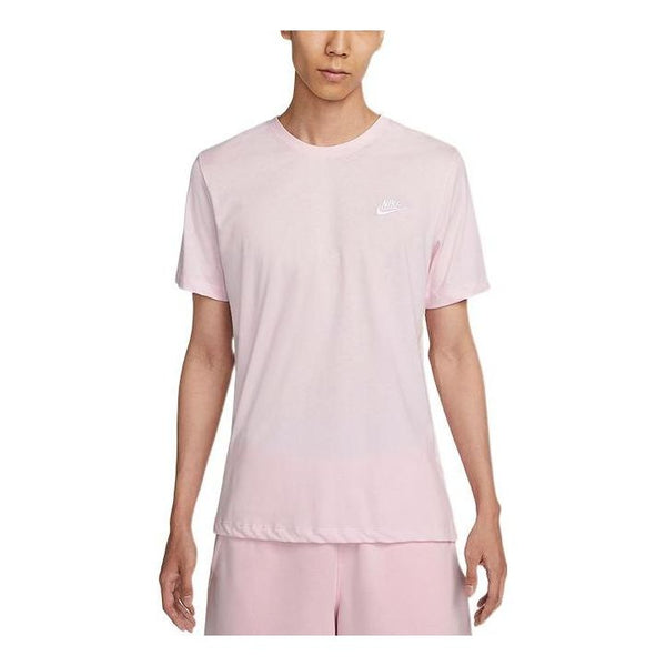 футболка adidas solid color logo round neck short sleeve pink t shirt розовый Футболка Nike Solid Color Logo Embroidered Knit Round Neck Short Sleeve Pink, розовый