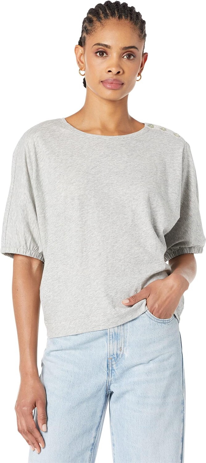 

Топ Lilla P Pima Jersey Elbow Sleeve Button Dolman, серый
