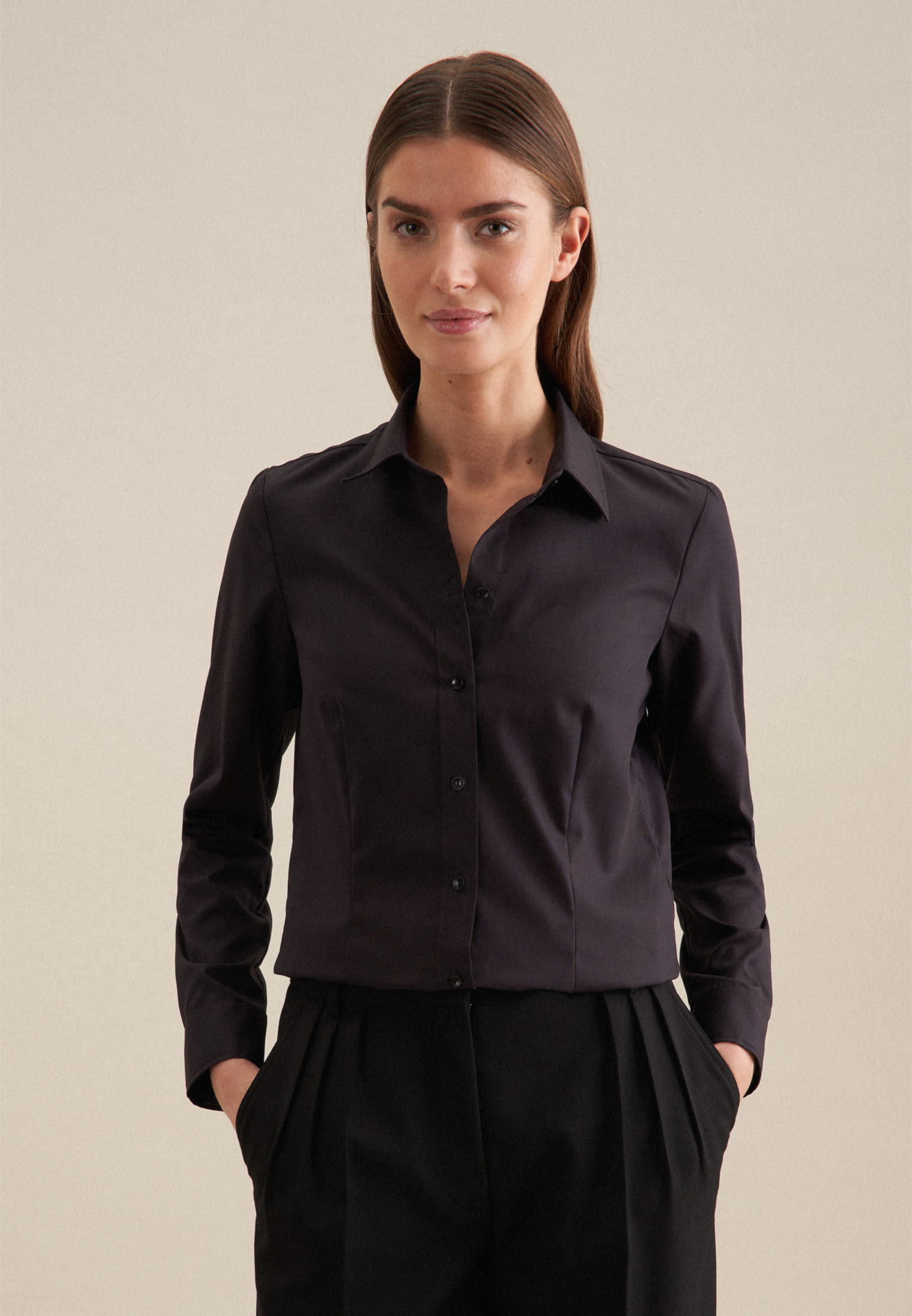Блуза Seidensticker Hemd Regular, черный