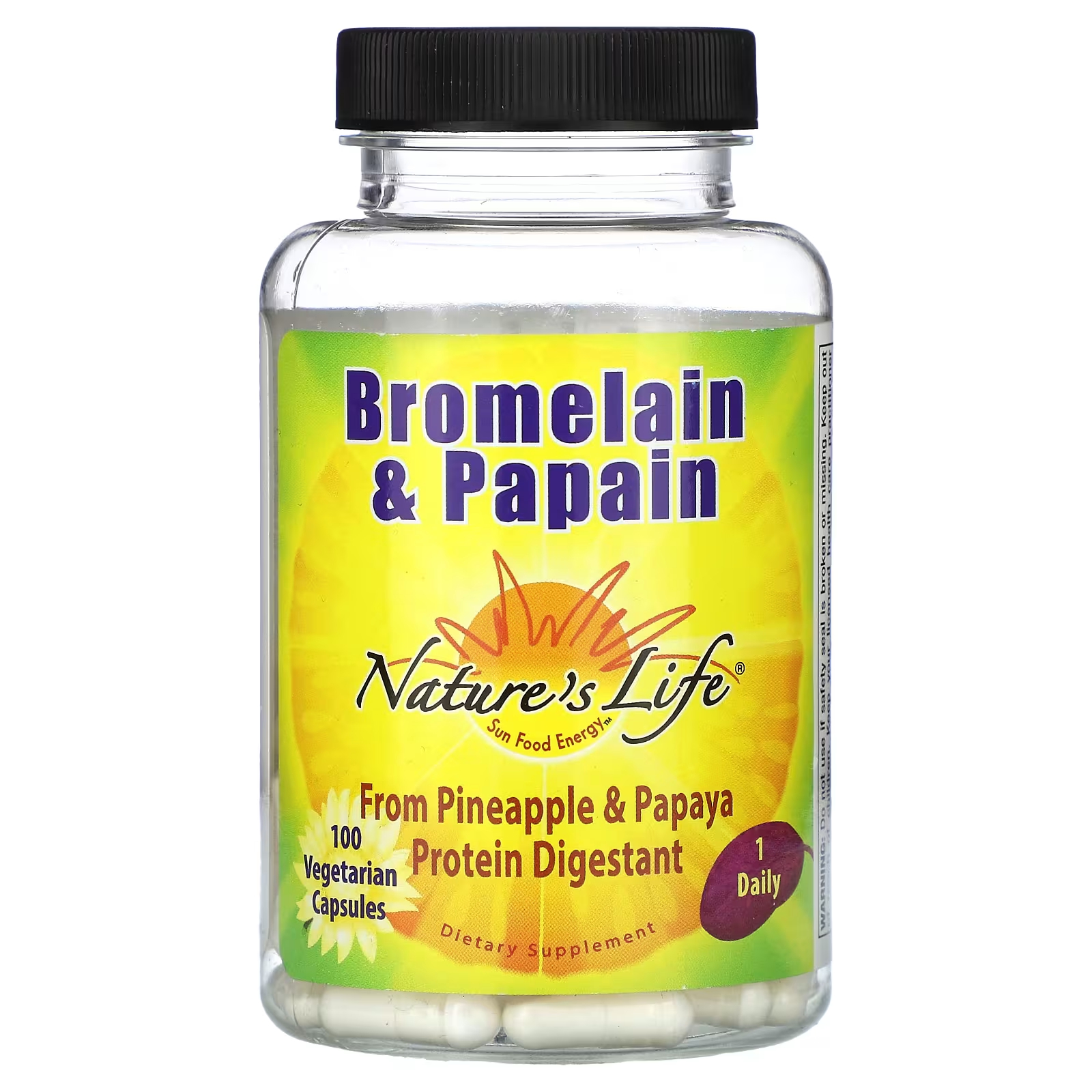 Бромелайн и папаин Nature's Life, 100 вегетарианских капсул