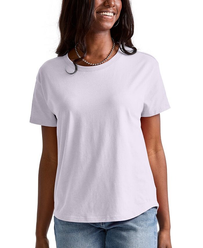 

Женская свободная футболка Originals из хлопка с короткими рукавами Hanes, фиолетовый