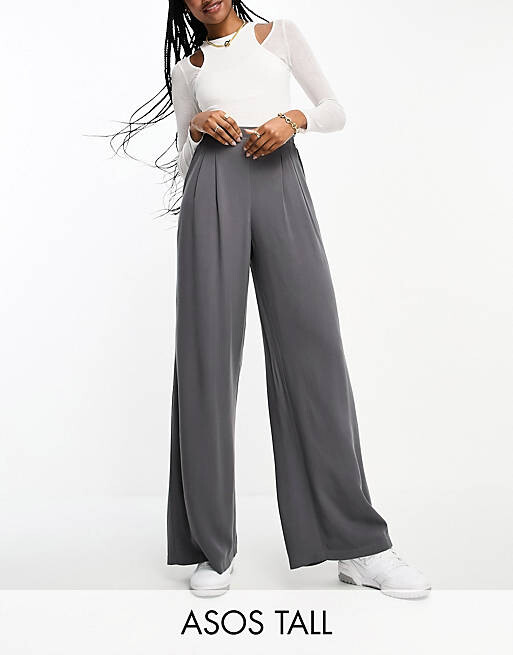 

Серые широкие брюки ASOS DESIGN Tall, Серый