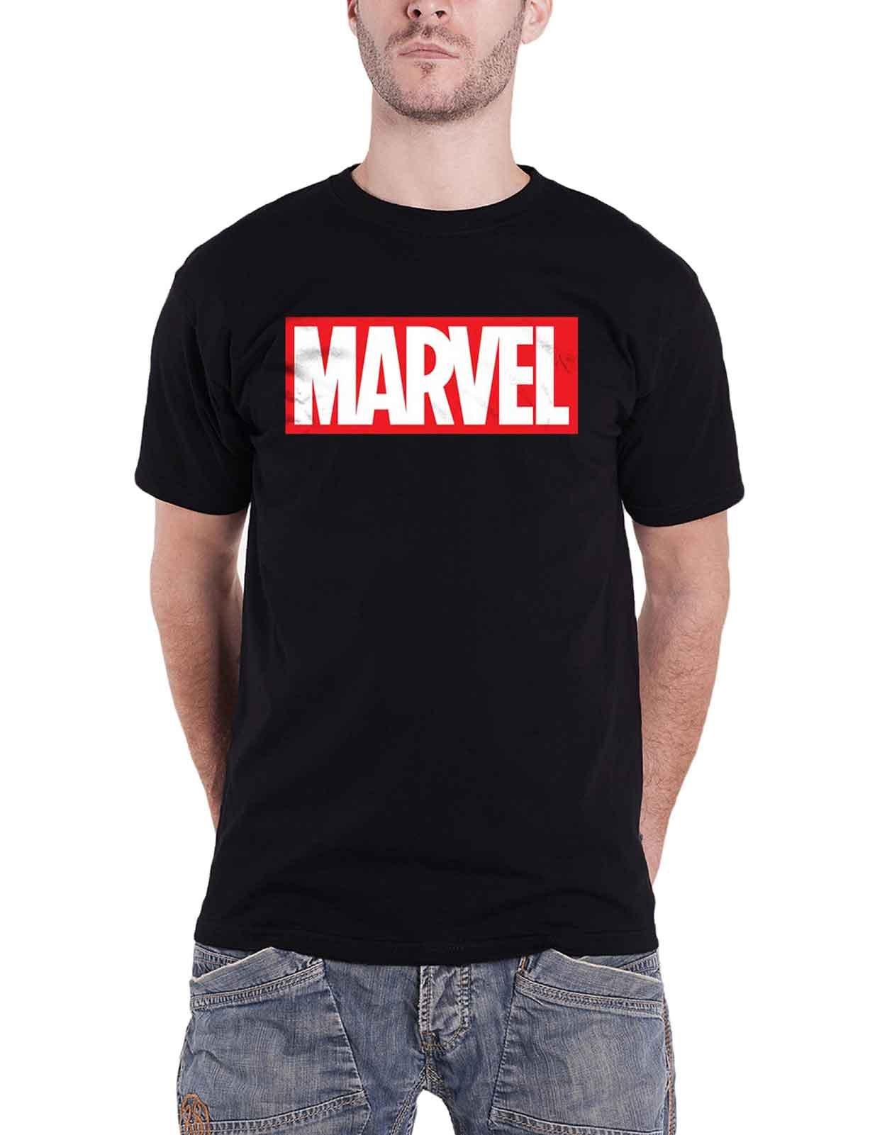 классическая футболка с логотипом box marvel черный Классическая футболка с логотипом Box Marvel, черный