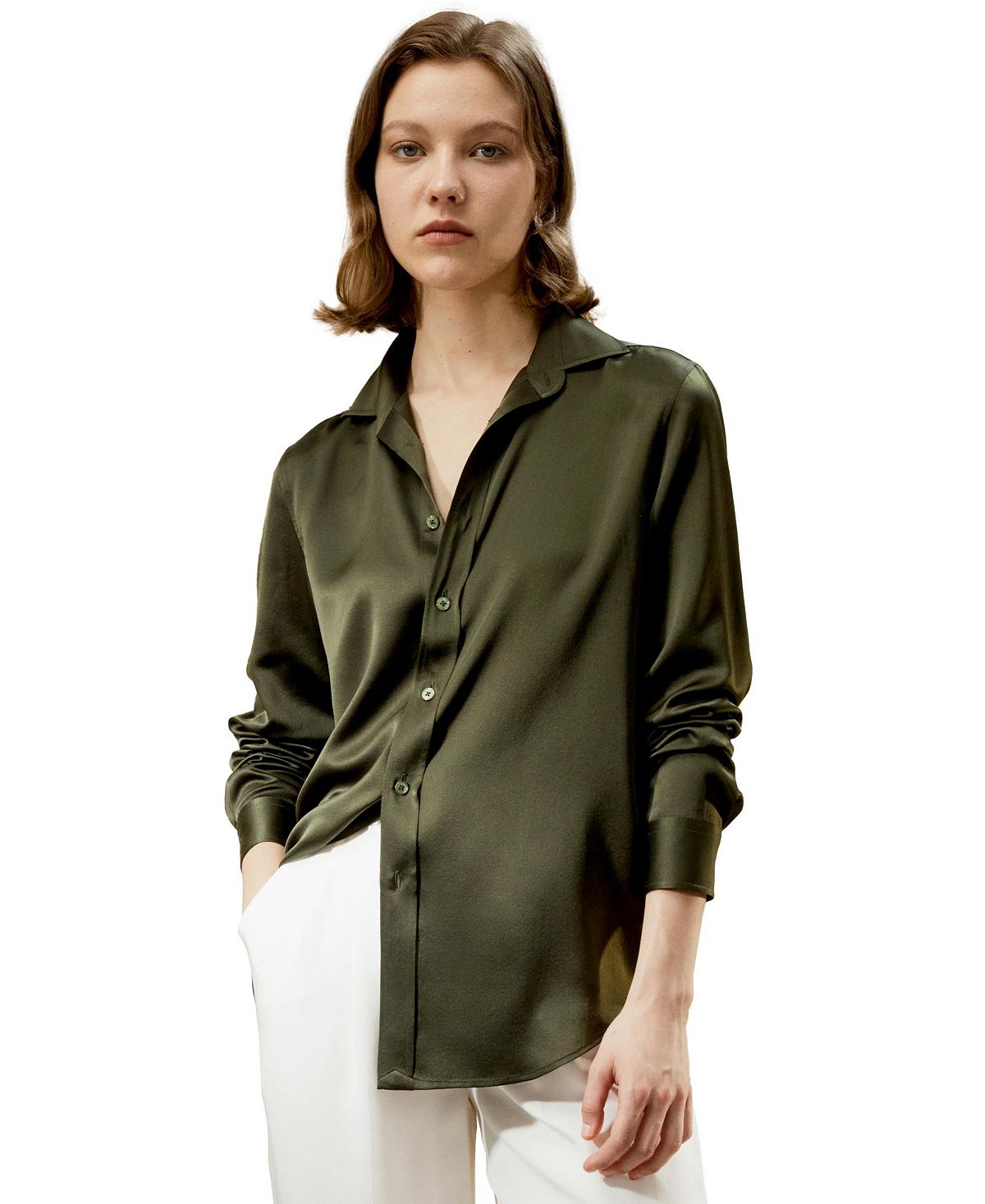 Женская шелковая рубашка на пуговицах на заказ LILYSILK