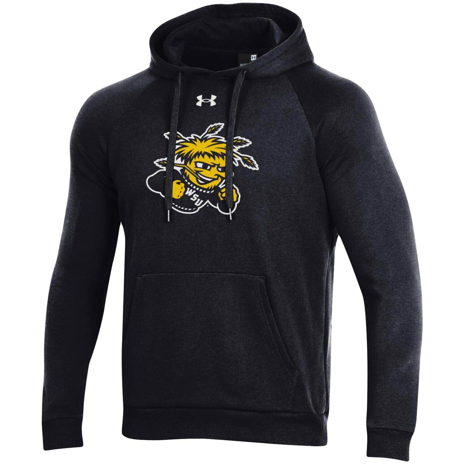 

Мужской черный пуловер с капюшоном Under Armour Wichita State Shockers с логотипом начальной школы на весь день пуловер реглан
