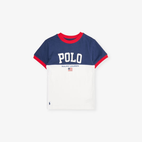 

Футболка для мальчиков Ringer с коротким рукавом из хлопкового трикотажа Polo Ralph Lauren, белый
