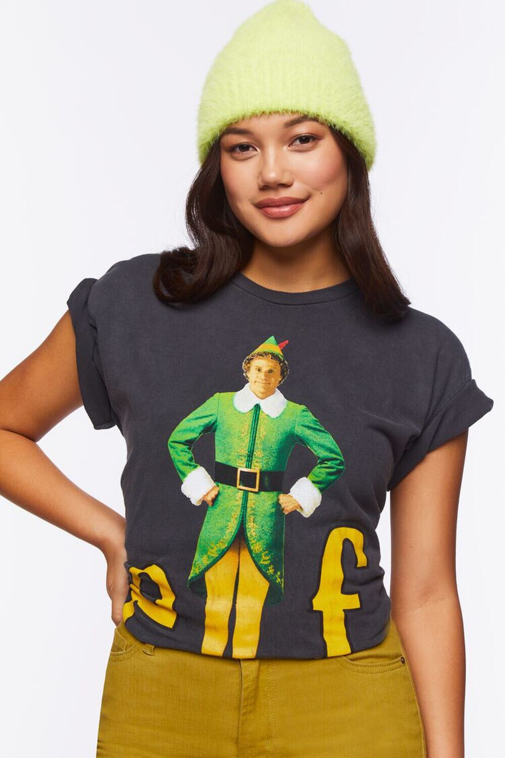

Футболка с рисунком Эльф Forever 21, угольный