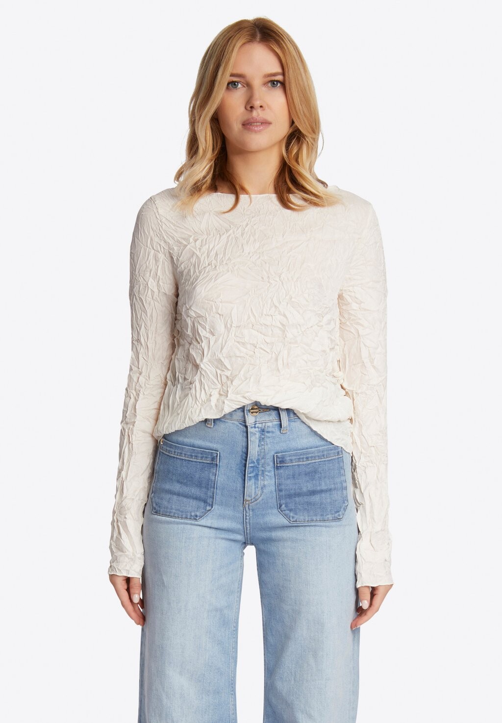 

Блузка LONGSLEEVE IM CRINKLE-LOOK Rich & Royal, цвет pearl white