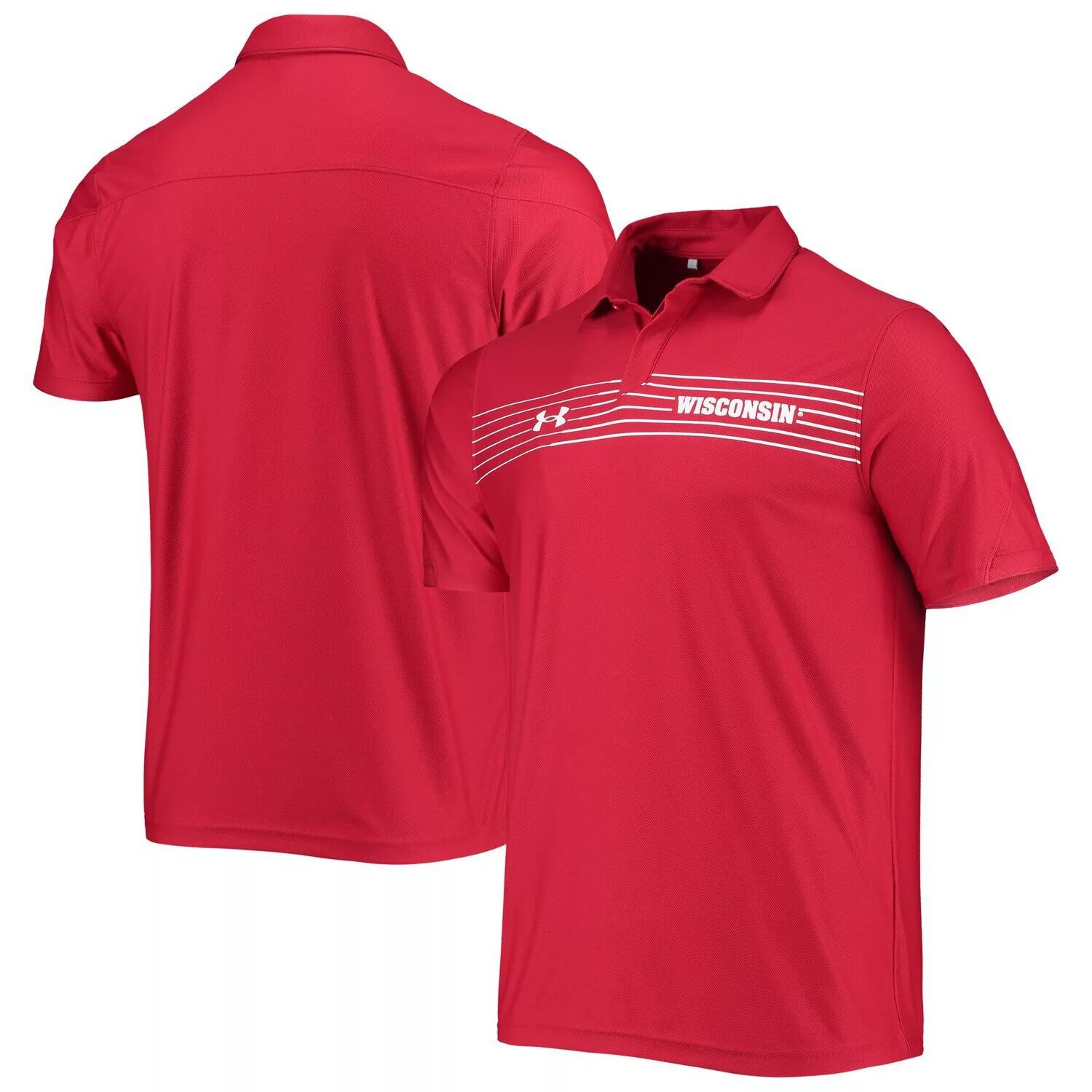 

Мужское поло Under Armour Red Wisconsin Badgers с боковой полосой на груди