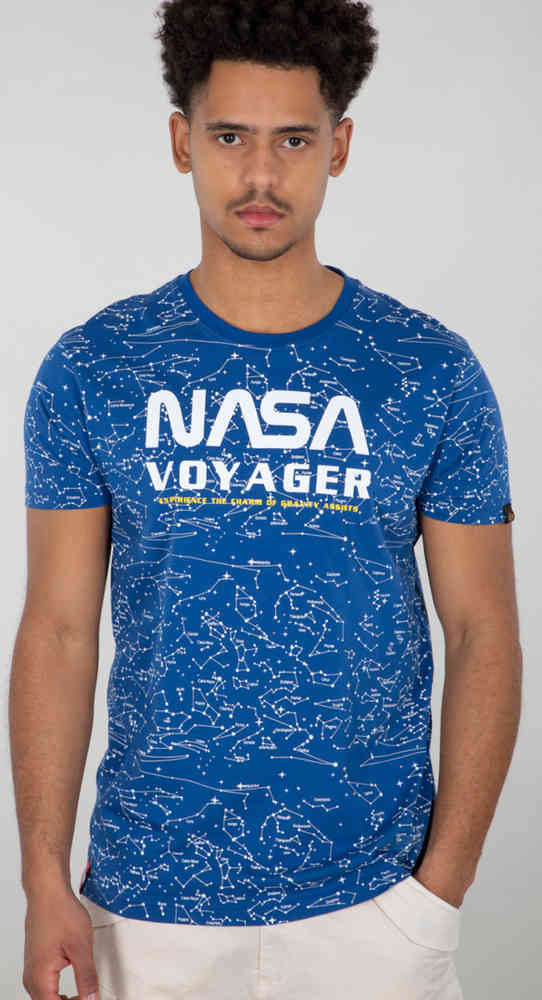 мужская футболка alpha industries nasa logo чёрный размер s Футболка NASA Voyager AOP Alpha Industries, синий