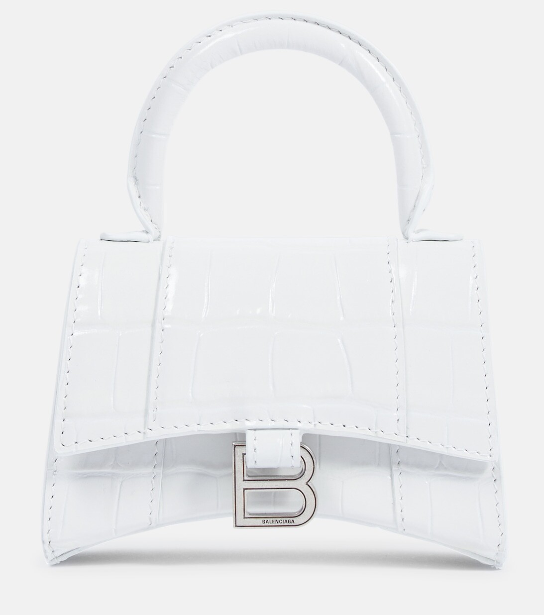 

Кожаная сумка через плечо Hourglass Mini Balenciaga, белый