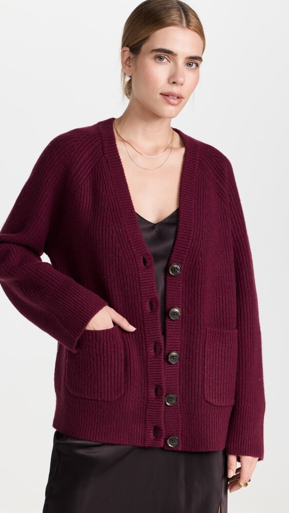 

Кардиган White + Warren Cashmere Blend Ribbed Boyfriend