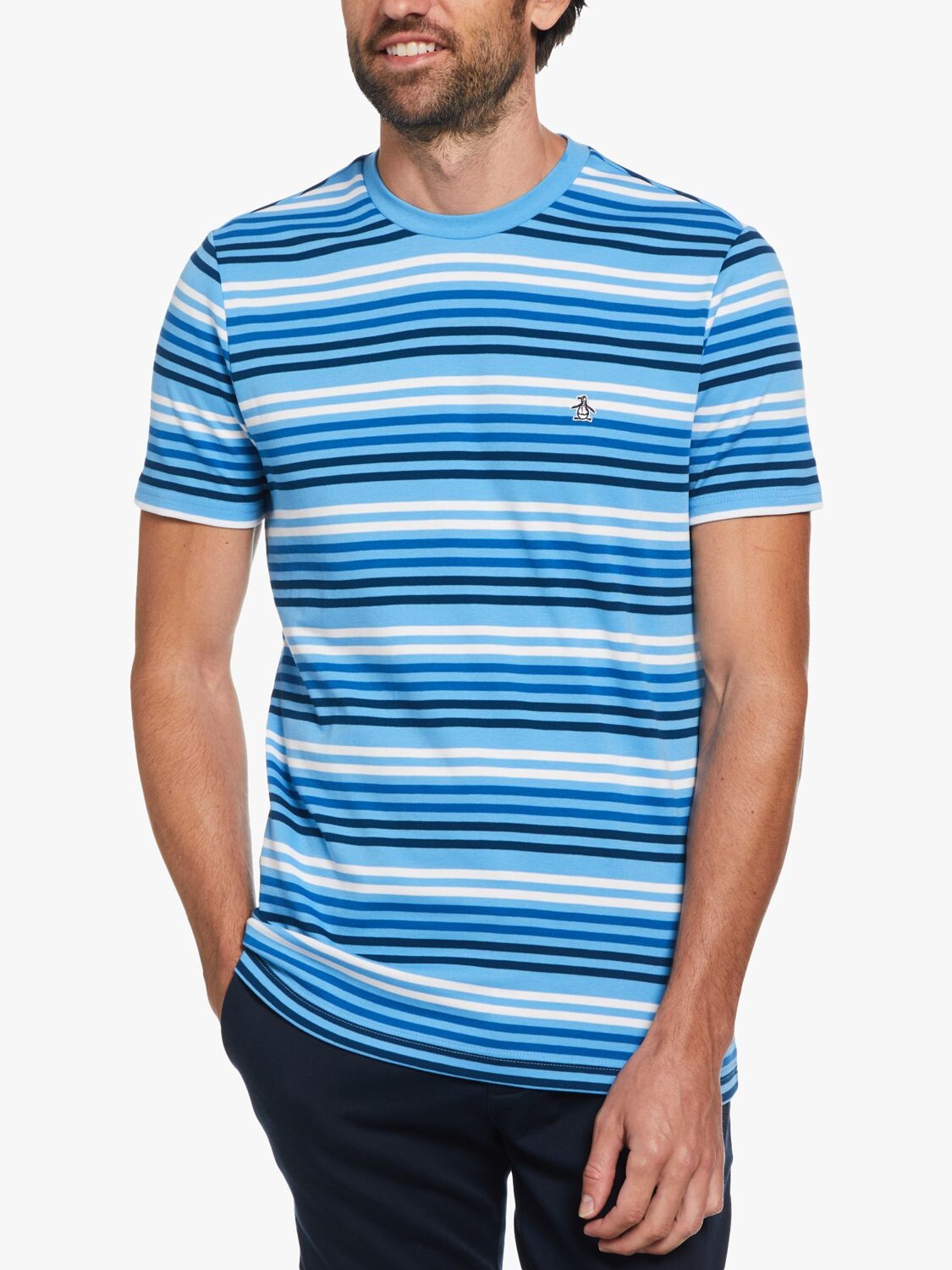 

Футболка с полосками инженеров Original Penguin, лазурный синий
