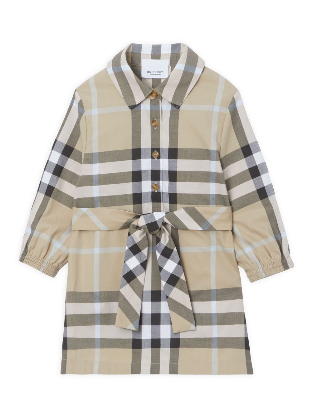 

Платье в клетку Ivy с поясом для маленьких и маленьких девочек Burberry, песочный