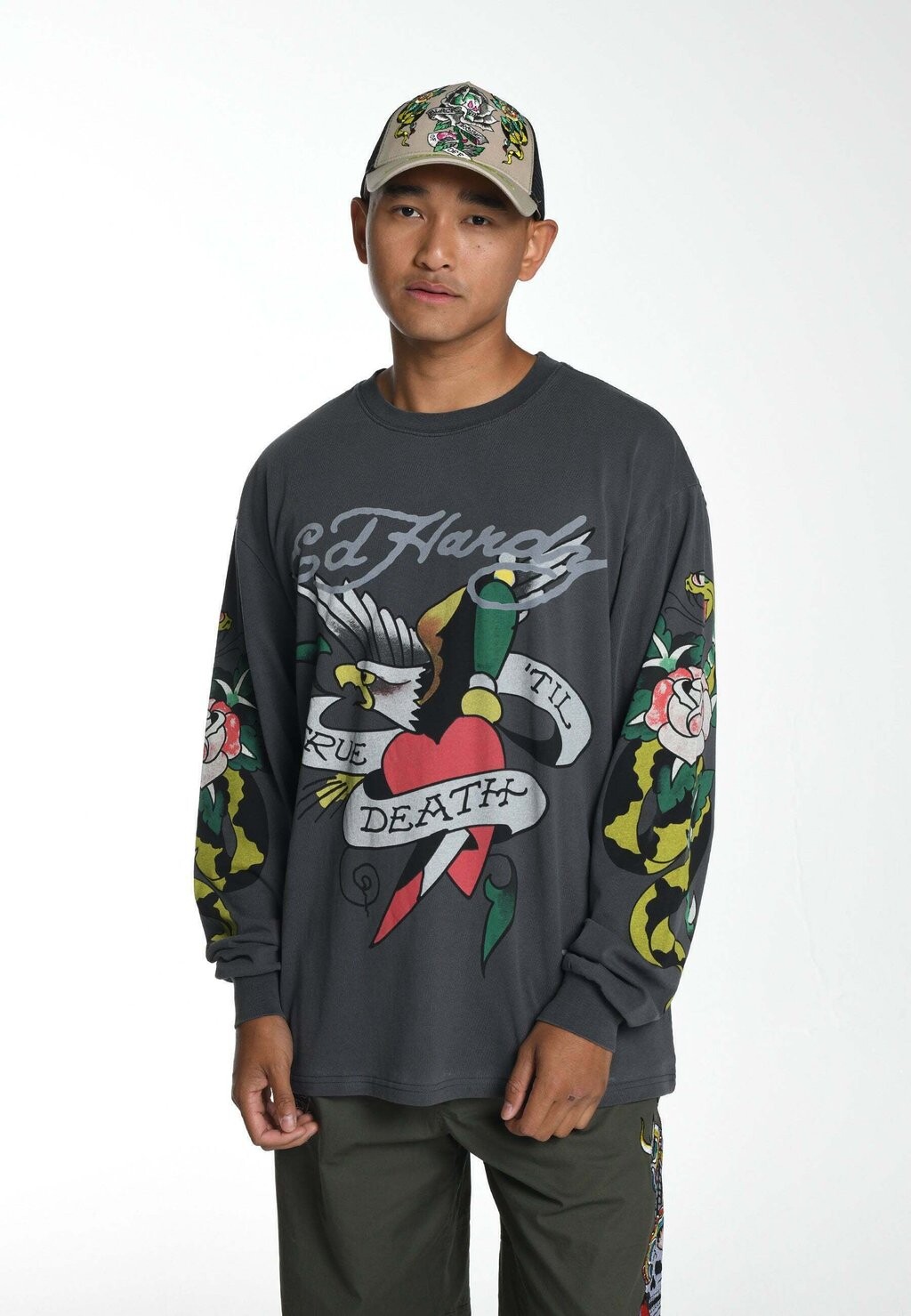 

Футболка с принтом TRUE-TILL-SNAKE Ed Hardy, черный, Серый