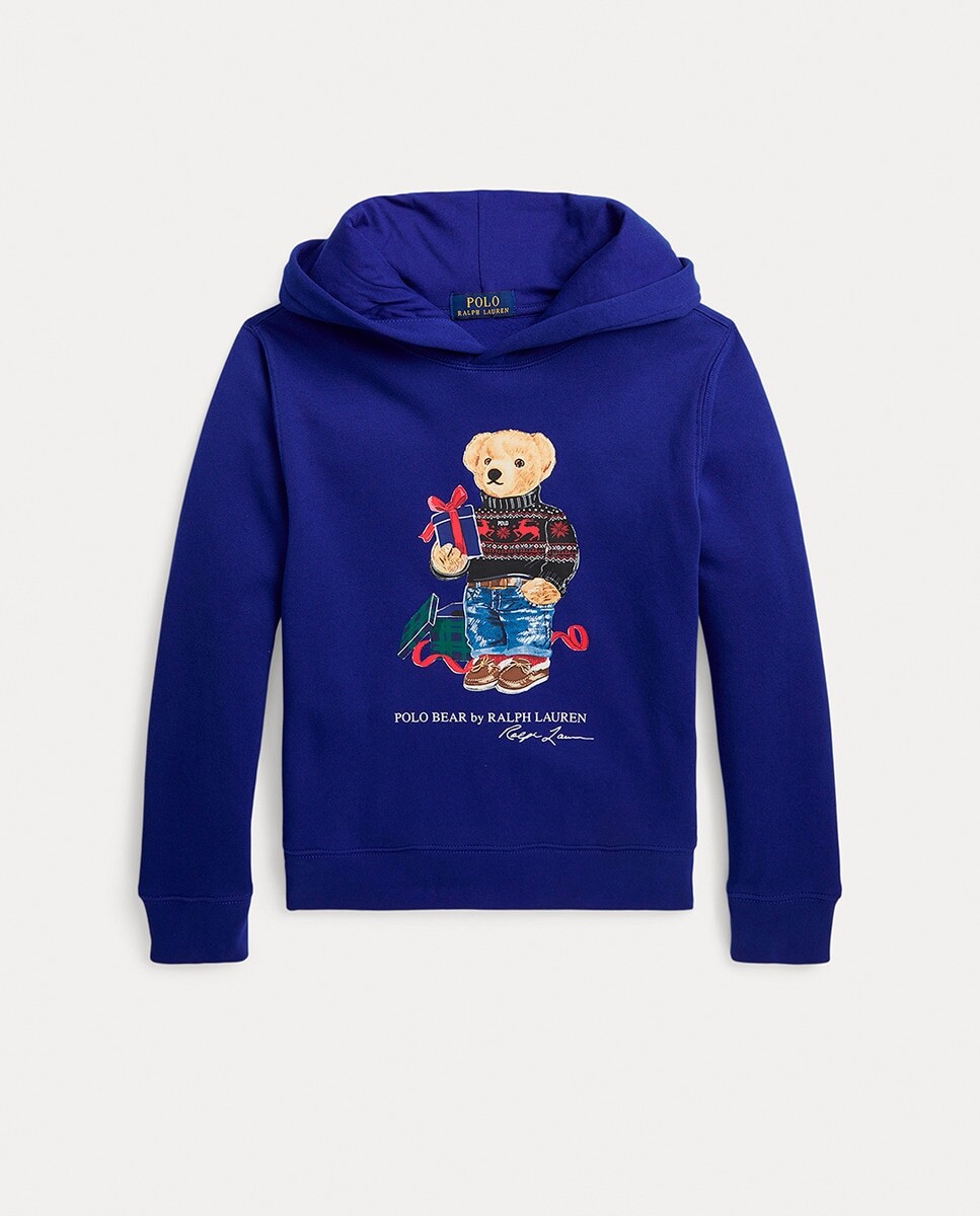

Синяя толстовка для мальчика с мишкой-поло Polo Ralph Lauren, синий