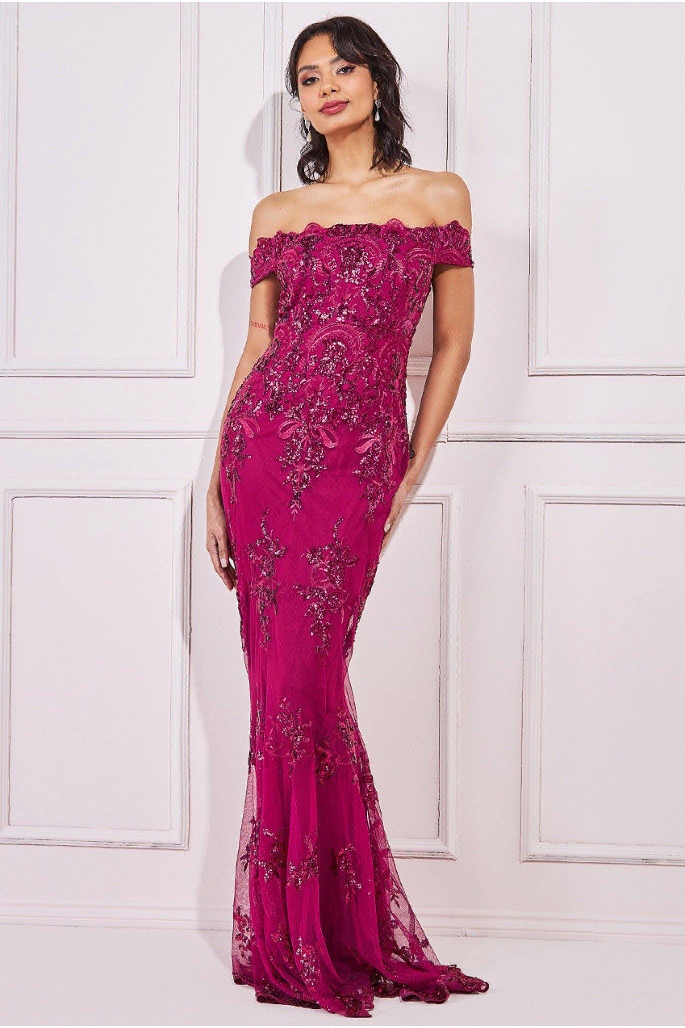 цена Платье макси с вышивкой пайетками Bardot Goddiva, розовый