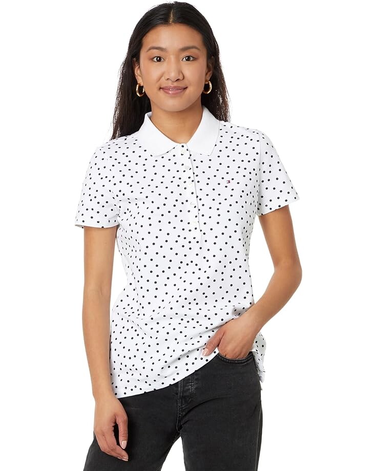 

Поло Tommy Hilfiger Five Button Dot, цвет Bright White/Sky Captain