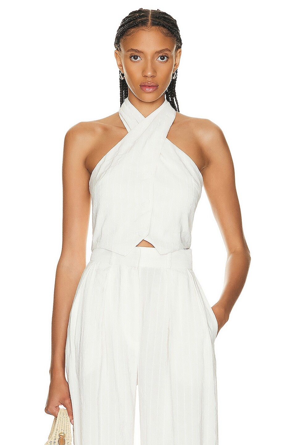 

Жилет Matthew Bruch Twist Button Up, цвет White Stripe