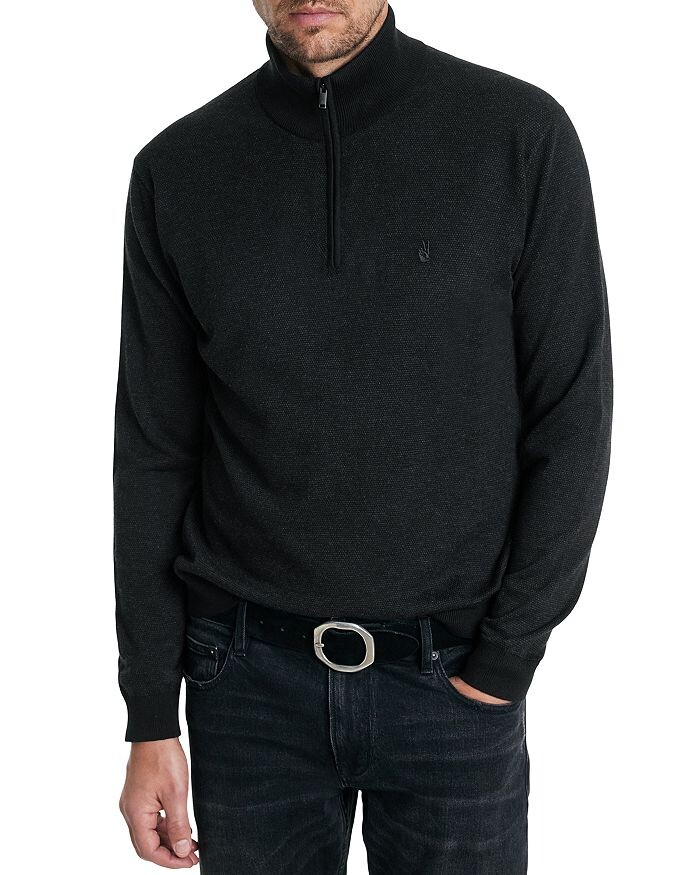 

Свитер John Varvatos Grand Birdseye на молнии до половины, черный