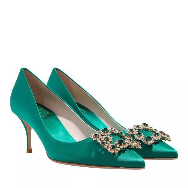 

Туфли pumps with flower buckle satin altraversione Roger Vivier, зеленый