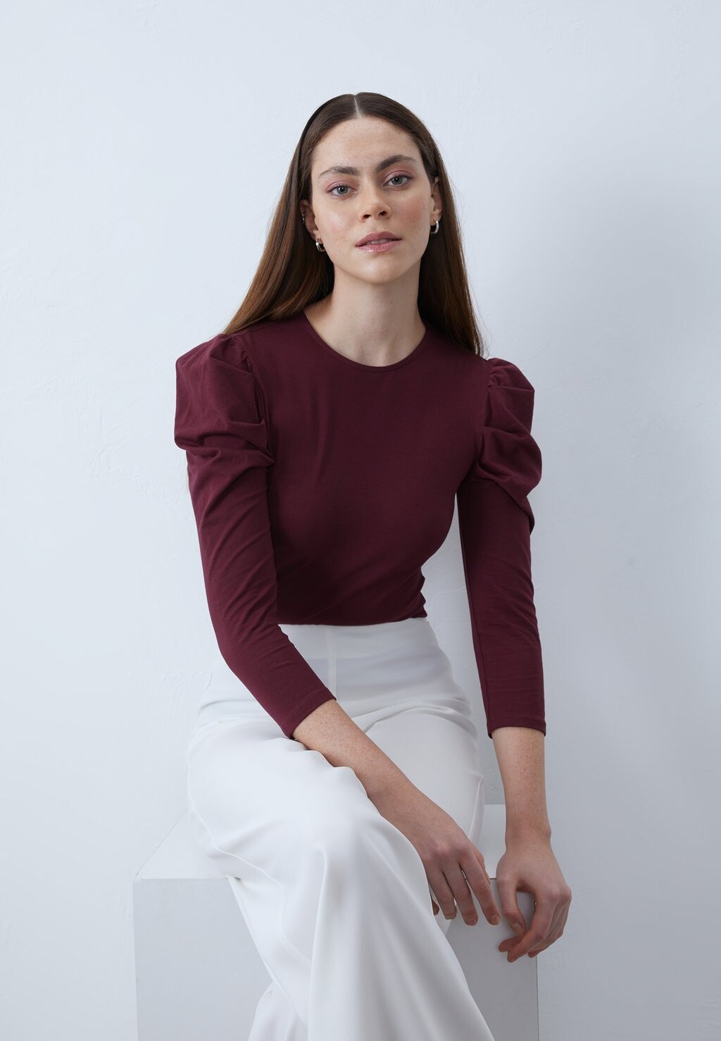 

Футболка с длинным рукавом Anna Field, бордовая, Красный