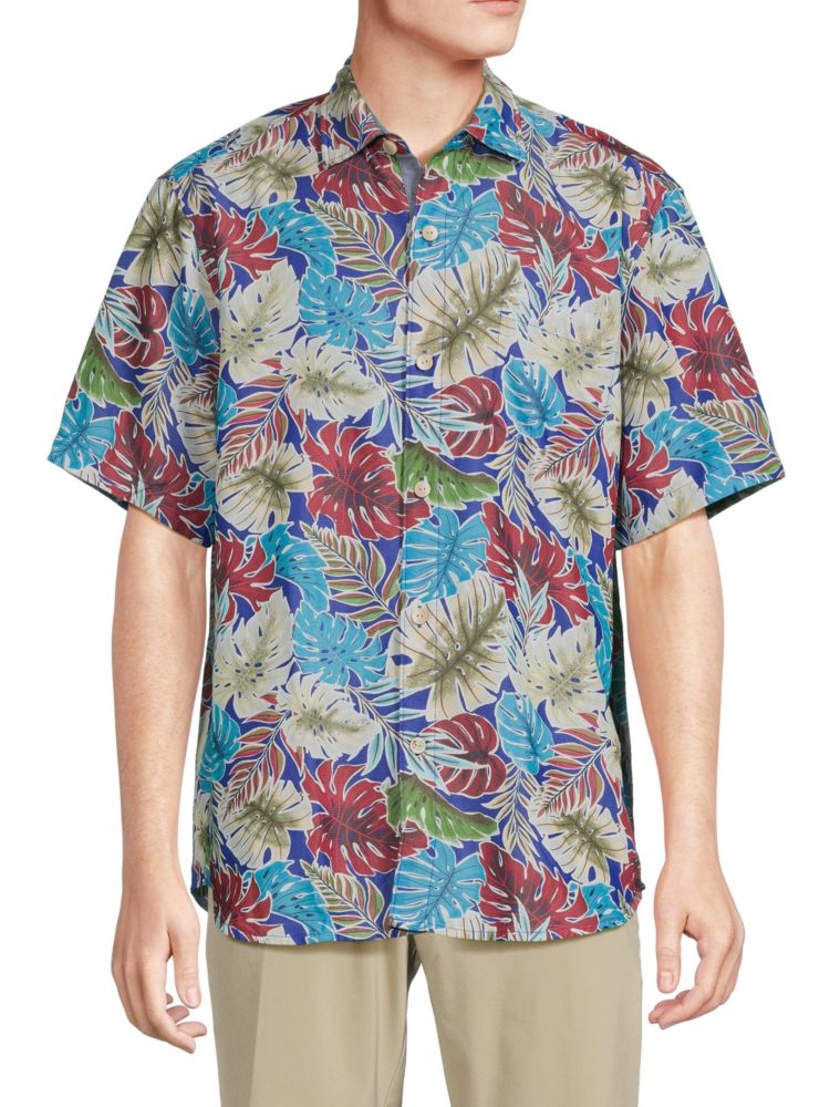 Рубашка на пуговицах с короткими рукавами Coconut Point Fronds Tommy Bahama, цвет Royal Indigo