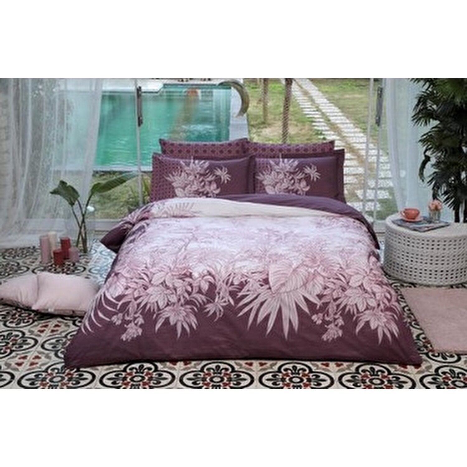 Özdilek - Комплект постельного белья из хлопка с ботаническим рисунком свободное женское летнее платье mor mor 1 oo4000 n серое размер m