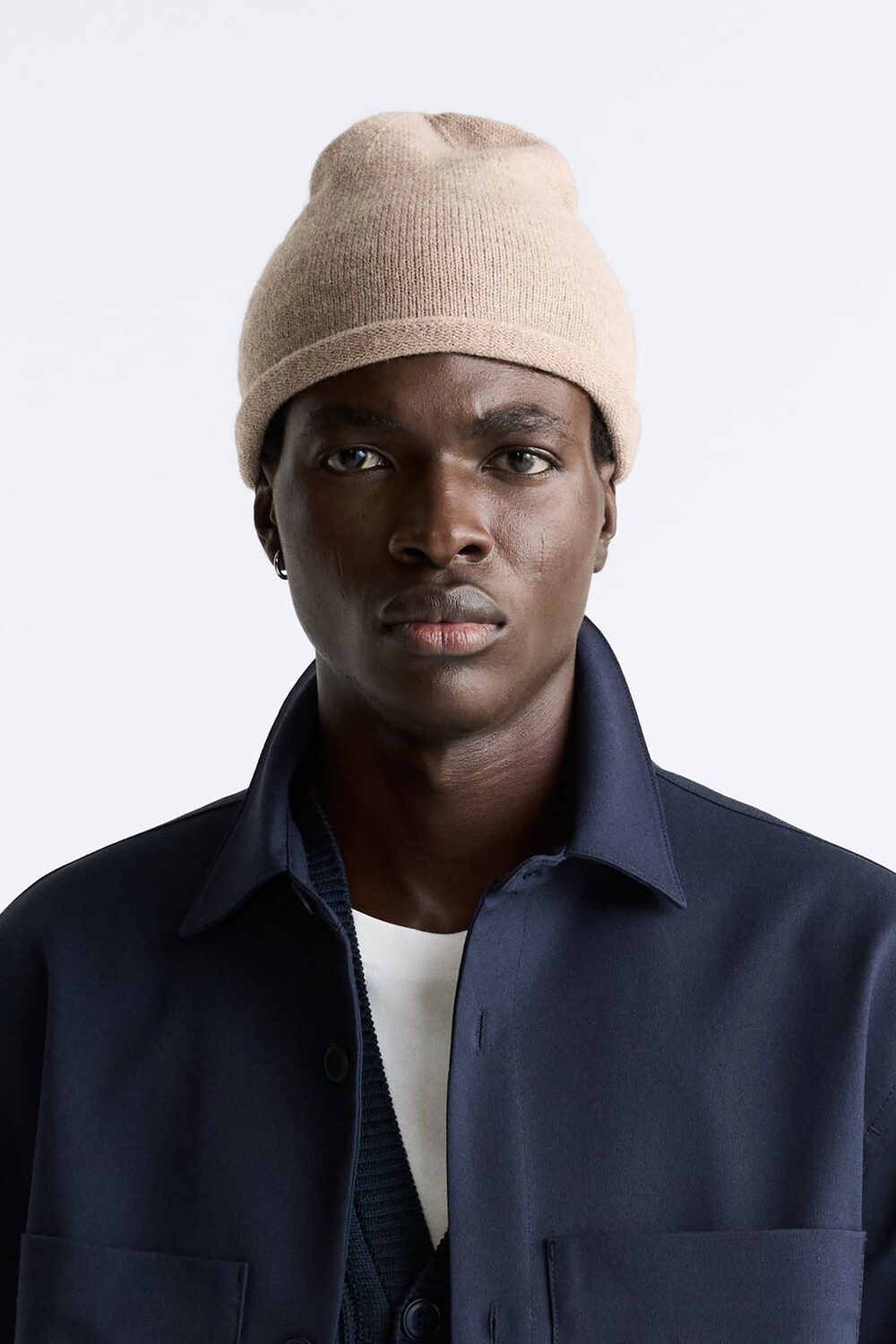 

Трикотажная шапка с начесом ZARA, кэмел