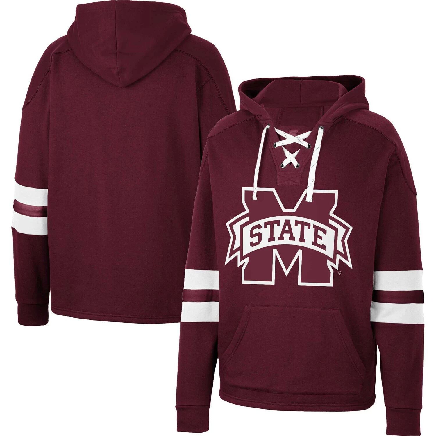 

Мужской бордовый пуловер с капюшоном Mississippi State Bulldogs на шнуровке 4.0 Colosseum, Красный