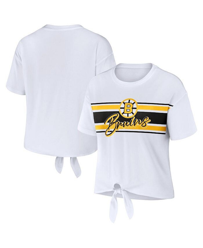 

Женская белая футболка Boston Bruins с узлом спереди WEAR by Erin Andrews, белый