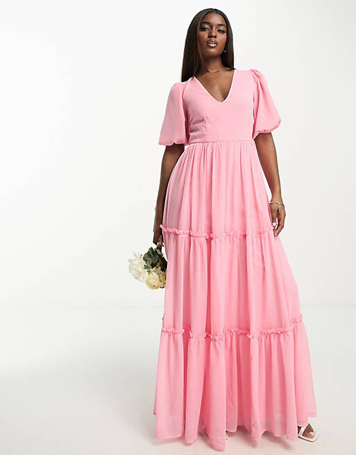 

Ярко-розовое платье макси с завязками на спине Anaya Bridesmaid, Розовый