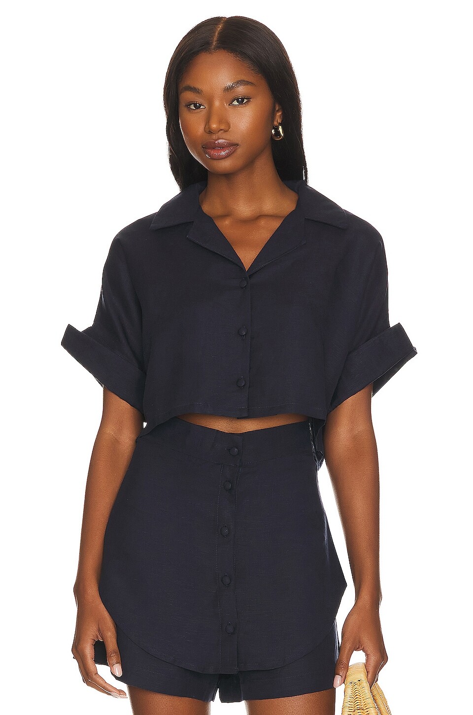 

Рубашка Ostra Brasil Drop Sleeve Short, цвет Linen Navy Blue