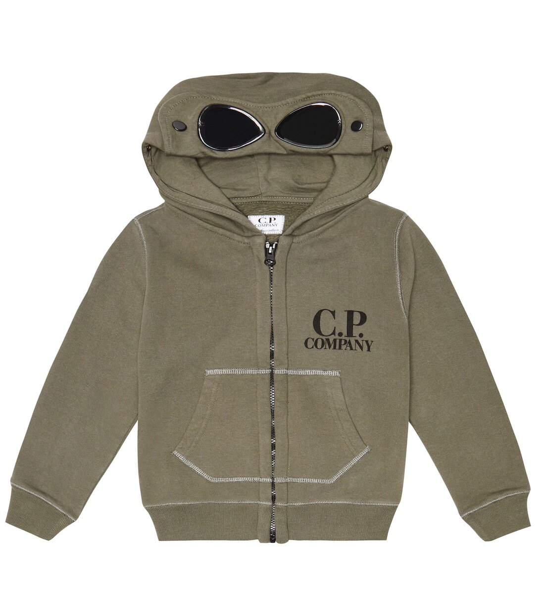 

Худи Goggle на молнии из флиса C.P. Company Kids, зеленый