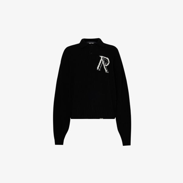 

Рубашка-поло Initial с длинными рукавами из смесовой шерсти Represent, черный
