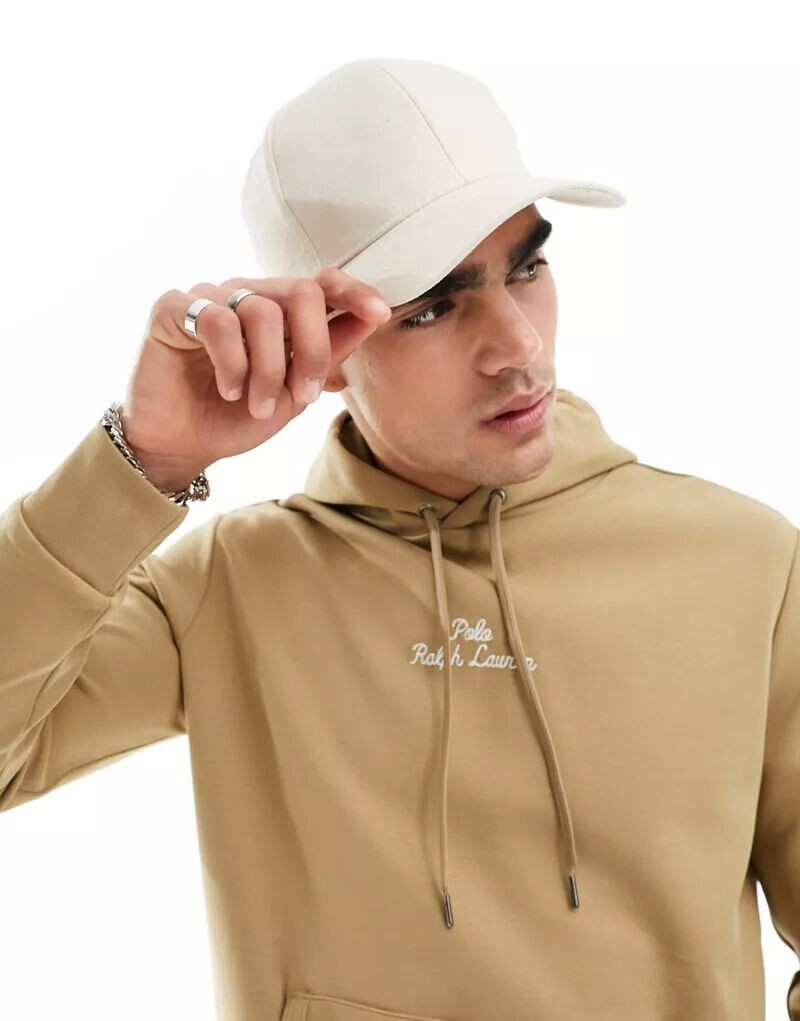 

Худи двойной вязки Polo Ralph Lauren бежевого цвета с логотипом в центре
