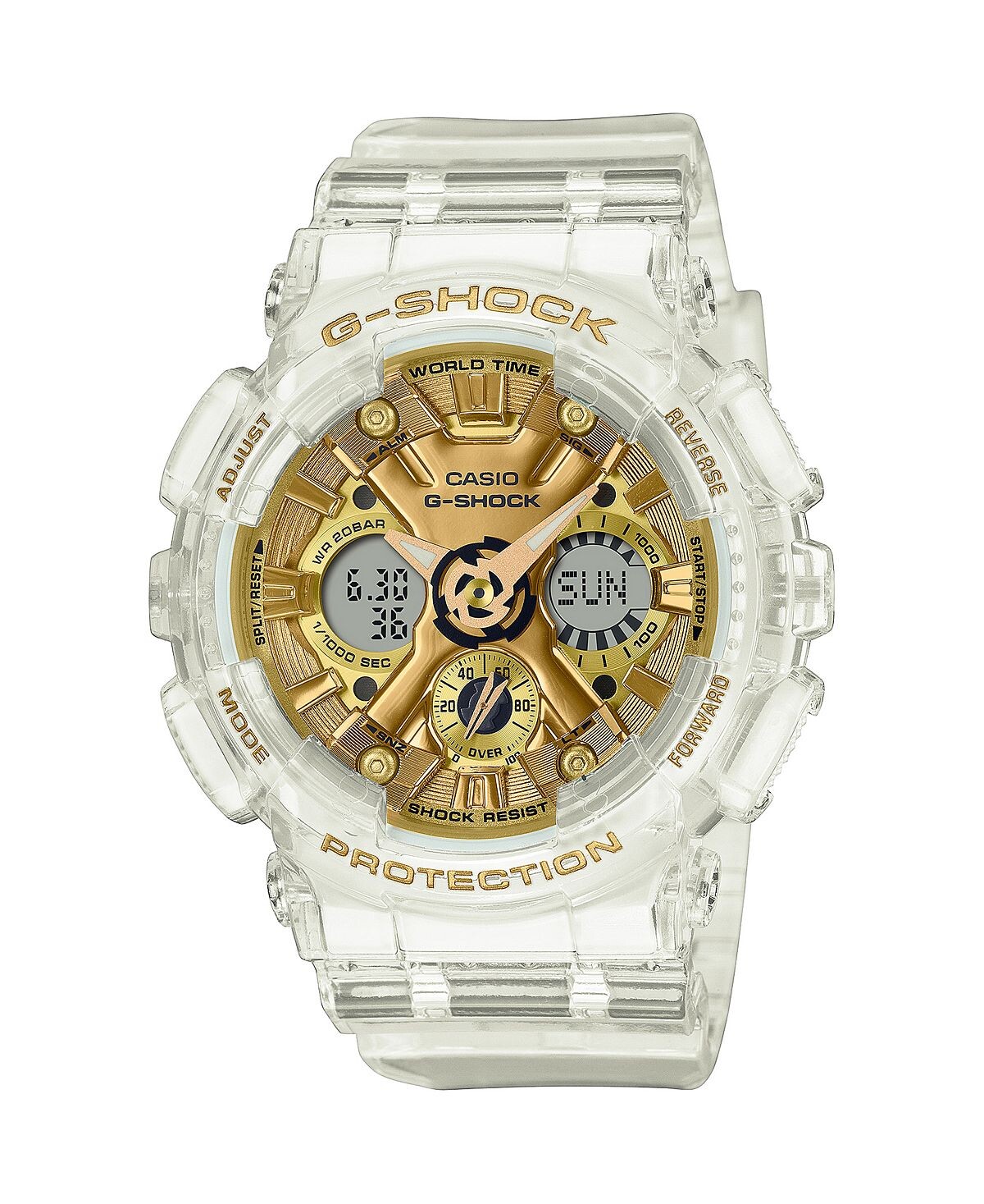 

Аналоговые цифровые часы унисекс из прозрачной смолы, 45,9 мм, GMAS120SG-7A G-Shock