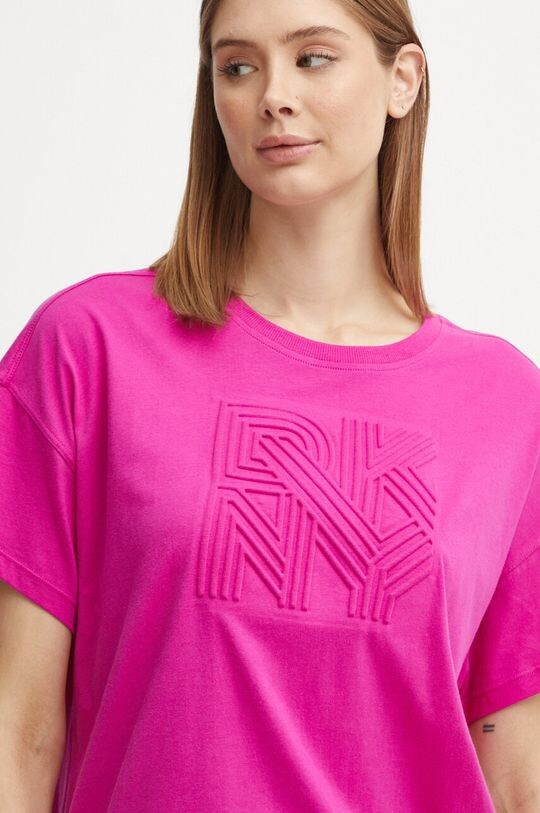 

Хлопковая футболка Dkny, розовый