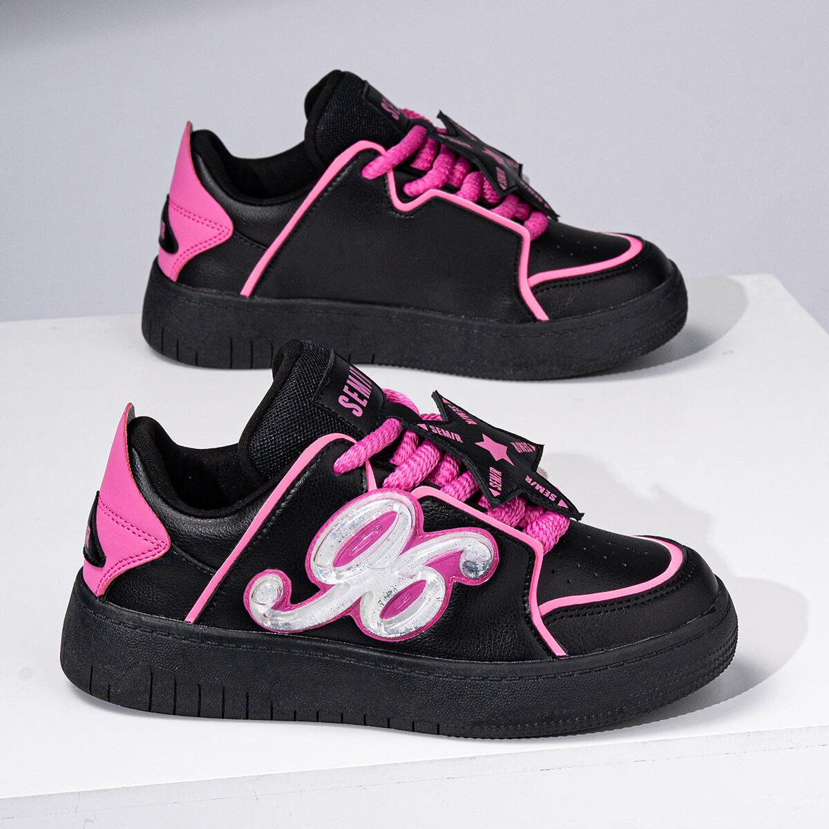

Кроссовки SEMIR Skateboarding Shoes Women's Low-top, черный/фуксия