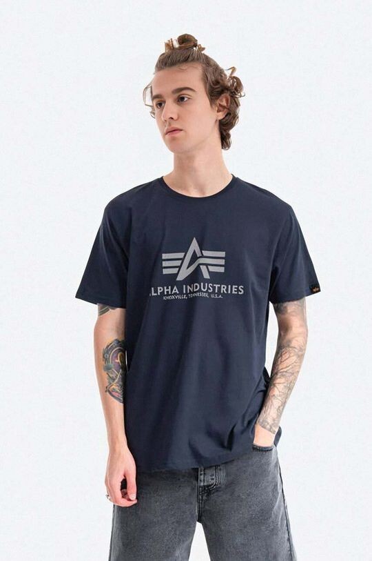 

Хлопковая футболка Alpha Industries, темно-синий