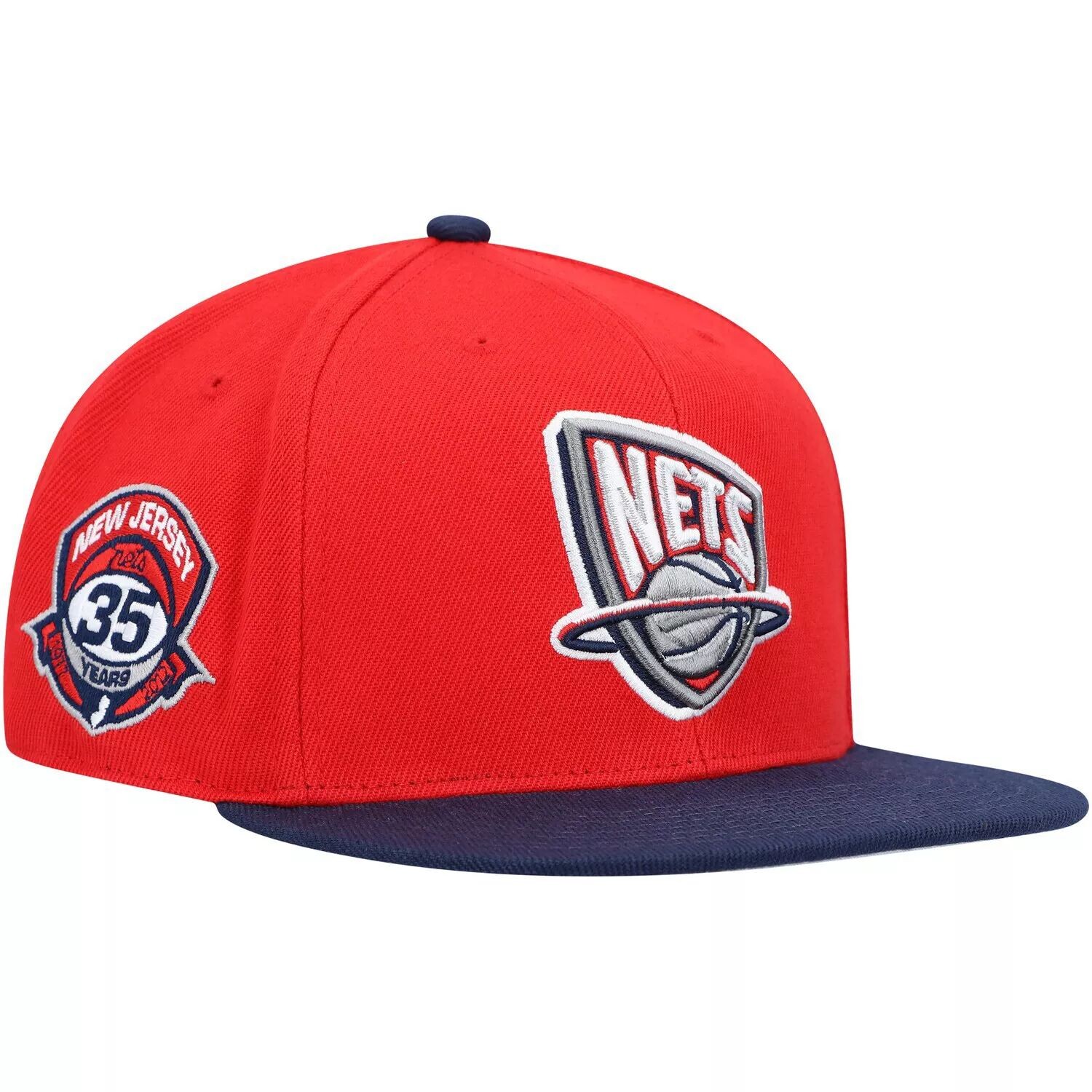 

Мужская кепка Mitchell & Ness Red/темно-синяя New Jersey Nets Hardwood Classics Team с боковой посадкой