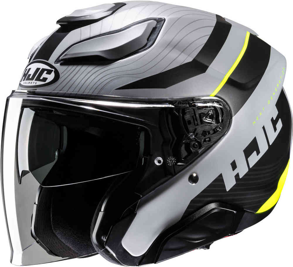 F31 Наби Реактивный шлем HJC, черный/серый/желтый