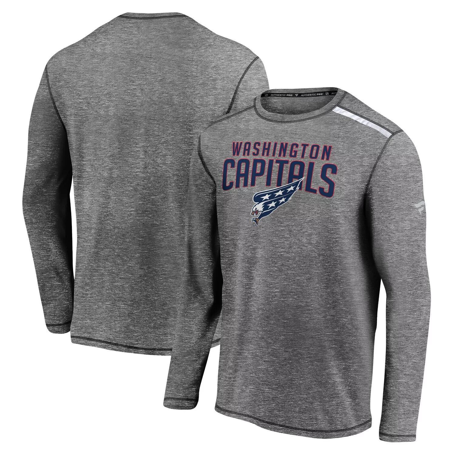 

Мужская футболка Fanatics с логотипом Heathered Grey Washington Capitals Special Edition с длинными рукавами