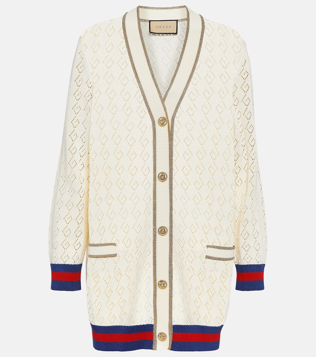 

Жаккардовый кардиган с узором GG GUCCI, белый